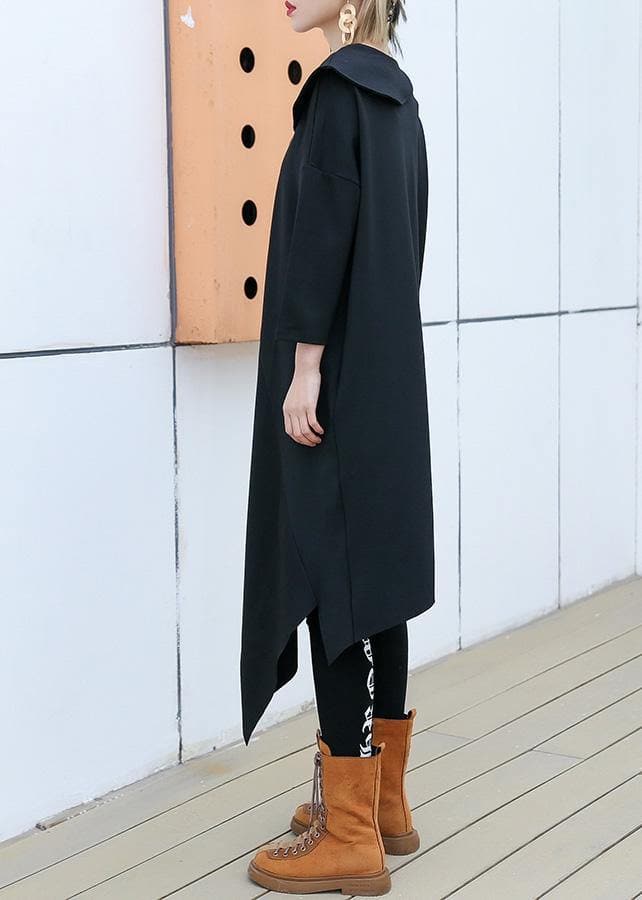 Fashion black patchwork cotton outfit o neck half sleeve Robe summer Dresses AT-SDL190411