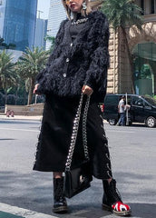 Fashion black sweaters casual v neck Tassel clothes For Women AT-NTP191023