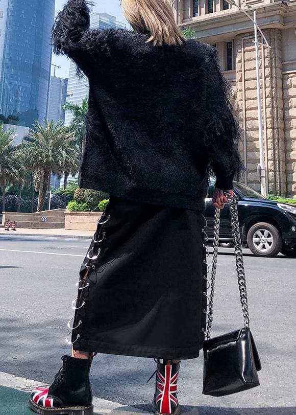 Fashion black sweaters casual v neck Tassel clothes For Women AT-NTP191023