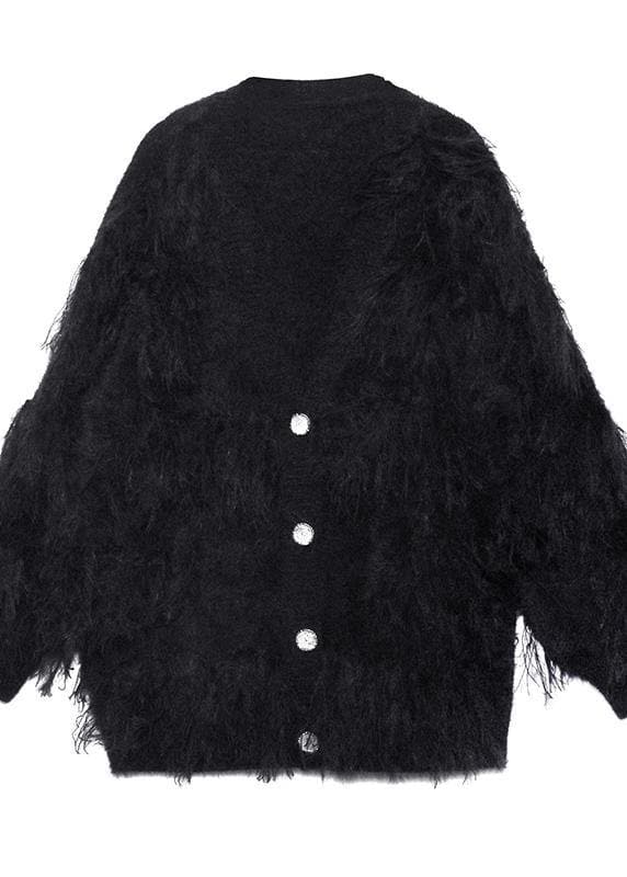Fashion black sweaters casual v neck Tassel clothes For Women AT-NTP191023