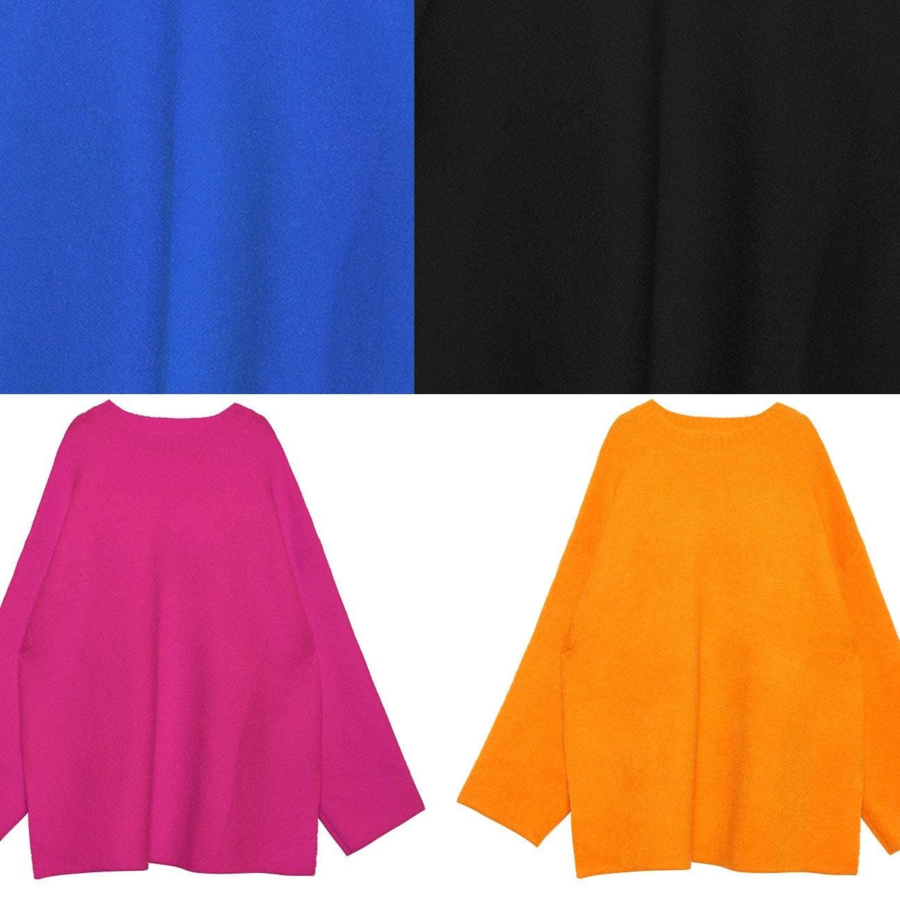 Fashion blue knitted pullover plus size clothing winter knit tops side open AT-NTP191101