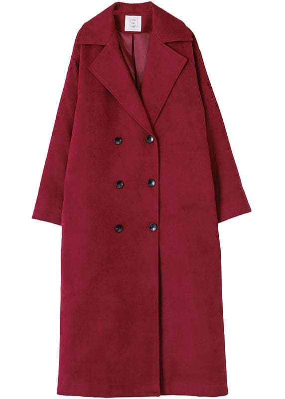 Fashion burgundy wool coat Loose fitting Notched double breast Coats outwear TCT201210