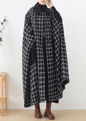 Fashion casual maxi coat outwear black white plaid lapel pockets Woolen Coats AM-TCT201126