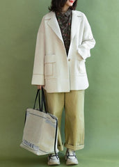 Fashion casual mid-length coats winter outwear beige pockets Wool jackets CTS191125