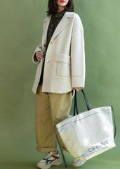 Fashion casual mid-length coats winter outwear beige pockets Wool jackets CTS191125