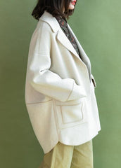 Fashion casual mid-length coats winter outwear beige pockets Wool jackets CTS191125