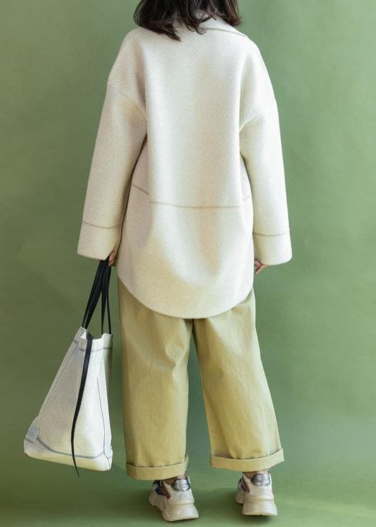Fashion casual mid-length coats winter outwear beige pockets Wool jackets CTS191125
