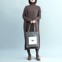 Fashion chocolate Sweater weather Vintage Fuzzy high neck knitwear NSD181220