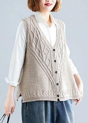 Fashion fall light khaki knit tops oversize sleeveless clothes For Women NTP190830