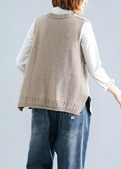 Fashion fall light khaki knit tops oversize sleeveless clothes For Women NTP190830
