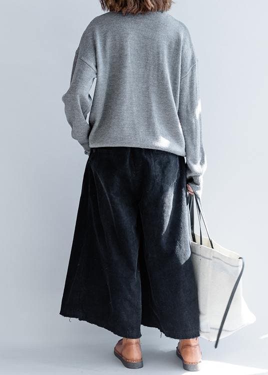 Fashion gray knitted top o neck Button Down plus size clothing knit sweat tops NTP201026