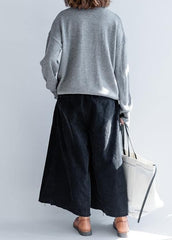 Fashion gray knitted top o neck Button Down plus size clothing knit sweat tops NTP201026
