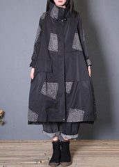 Fashion plus size Coats fall black zippered coats TCT190925