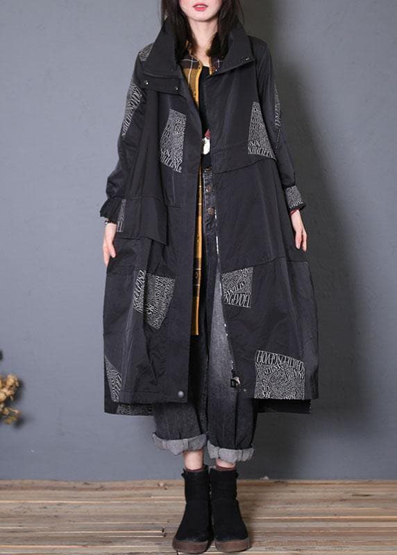 Fashion plus size Coats fall black zippered coats TCT190925