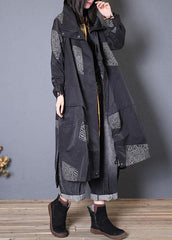 Fashion plus size Coats fall black zippered coats TCT190925