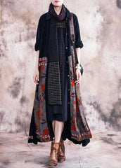 Fashion red print overcoat oversize long coat fall lapel patchwork coat TCT190910