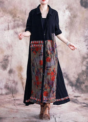 Fashion red print overcoat oversize long coat fall lapel patchwork coat TCT190910