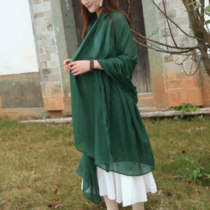 Female bib Korean wild long shawl wild green silk scarf SCF200801