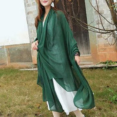 Female bib Korean wild long shawl wild green silk scarf SCF200801