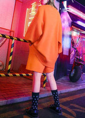 Feminine style fashion large size show thin wide leg pants sweater coat orange two pieces AT-NSD201014