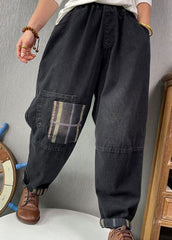 Fine Black retro Patchwork denim Pants Spring NZ-LPTS220105