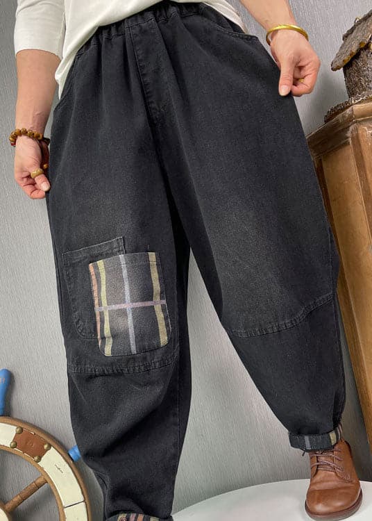 Fine Black retro Patchwork denim Pants Spring NZ-LPTS220105