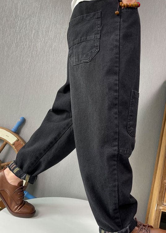 Fine Black retro Patchwork denim Pants Spring NZ-LPTS220105
