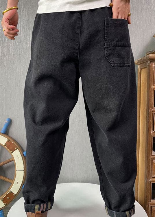 Fine Black retro Patchwork denim Pants Spring NZ-LPTS220105
