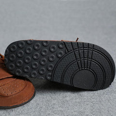 Fine Chocolate Lace Up Hollow Out Cowhide Leather Slippers XZ-PDX210622