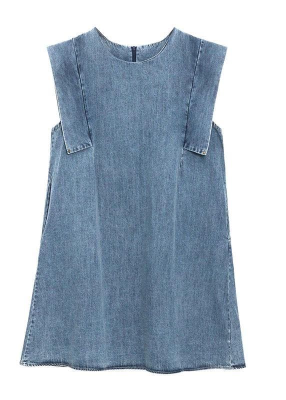 Fitted Light Blue Patchwork Denim Shift Dress Summer AT-SDM210716