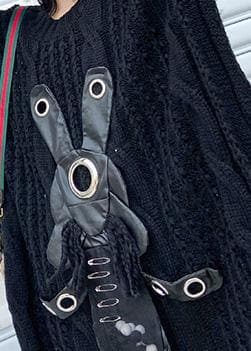 For Work black Sweater dress outfit Moda hollow out daily low high design sweater dress AT-NSD191211