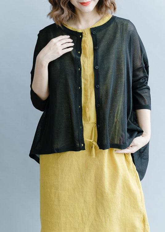 For Work black fall fashion fall cotton linen o neck Batwing Sleeve tops LTP191011