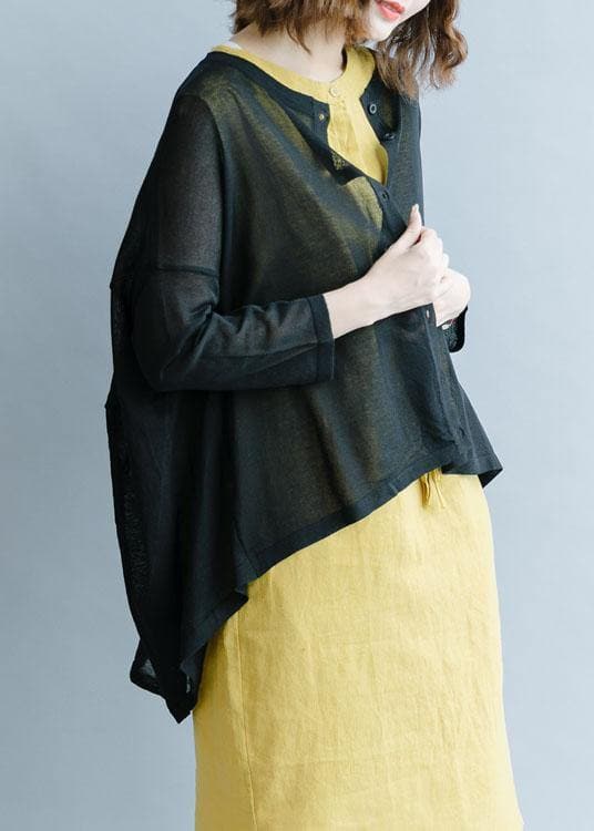 For Work black fall fashion fall cotton linen o neck Batwing Sleeve tops LTP191011