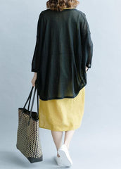 For Work black fall fashion fall cotton linen o neck Batwing Sleeve tops LTP191011