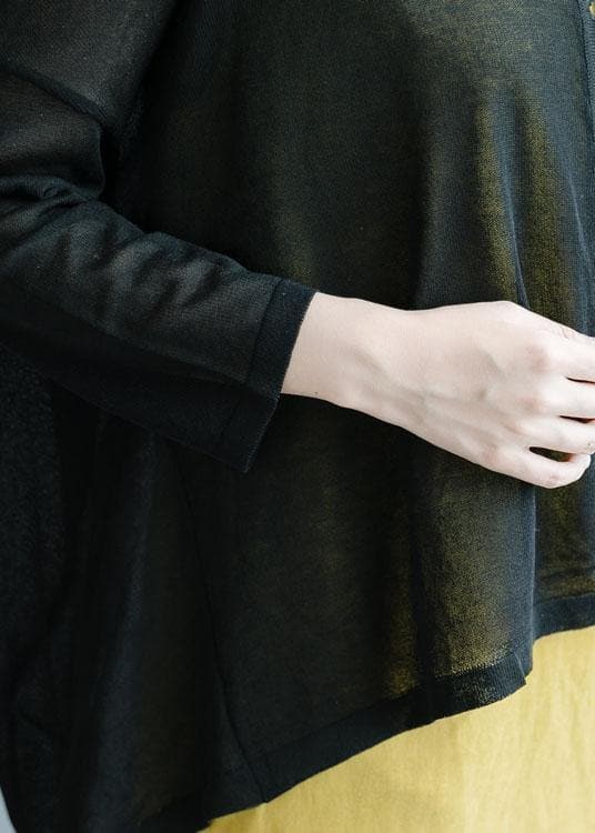 For Work black fall fashion fall cotton linen o neck Batwing Sleeve tops LTP191011