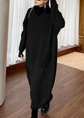 For Work v neck baggy Sweater dress outfit Moda chocolate Funny knitted dress AT-FDL201105