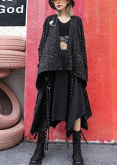 For fall blended outwear trendy plus size black asymmetric cardigan AT-CDG190903