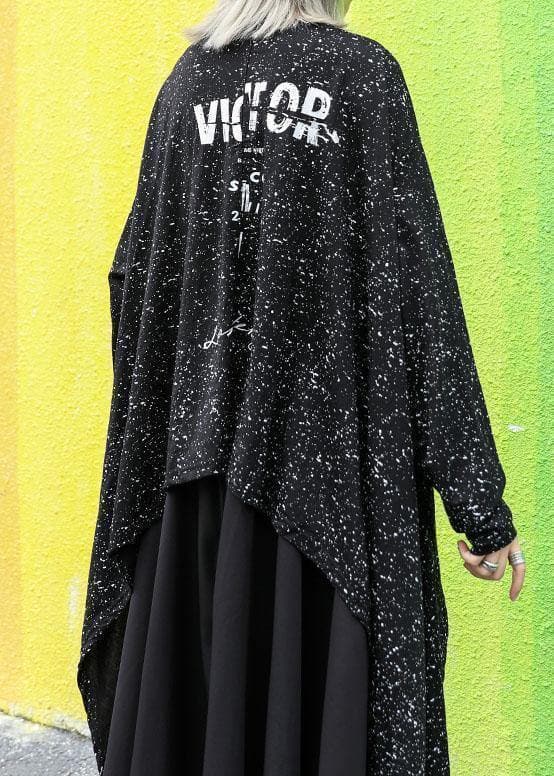 For fall blended outwear trendy plus size black asymmetric cardigan AT-CDG190903