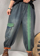 French Blue fashion Patchwork denim Pants Spring BSNZK-LPTS211124