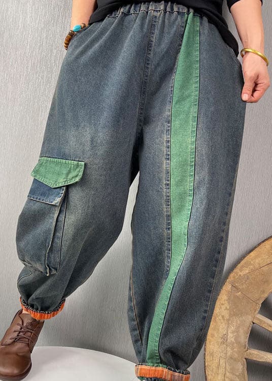 French Blue fashion Patchwork denim Pants Spring BSNZK-LPTS211124