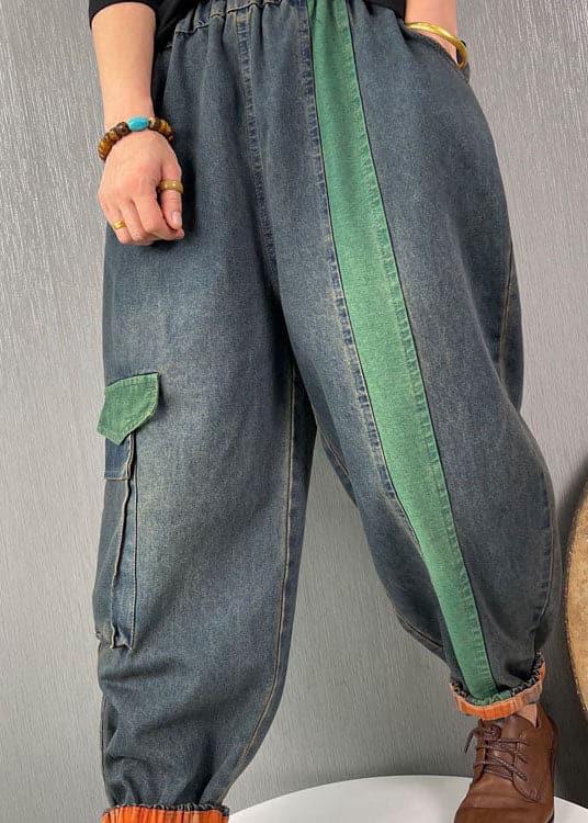 French Blue fashion Patchwork denim Pants Spring BSNZK-LPTS211124