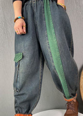 French Blue fashion Patchwork denim Pants Spring BSNZK-LPTS211124