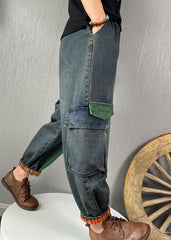 French Blue fashion Patchwork denim Pants Spring BSNZK-LPTS211124