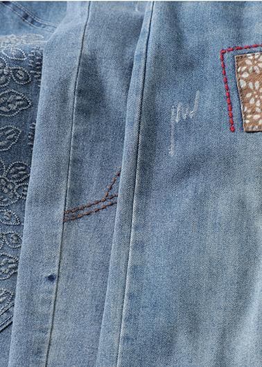 French Denim Blue High Waist Plus Size Clothing Spring Elastic Waist Patchwork Women Trousers LPTS210203
