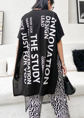 French black Letter Cotton clothes o neck patchwork tulle short Dress AT-SDM200623