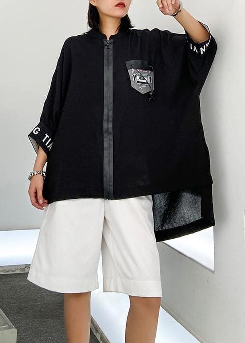 French black clothes For Women zippered Batwing Sleeve Dresses tops AT-LTP200812
