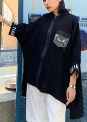 French black clothes For Women zippered Batwing Sleeve Dresses tops AT-LTP200812