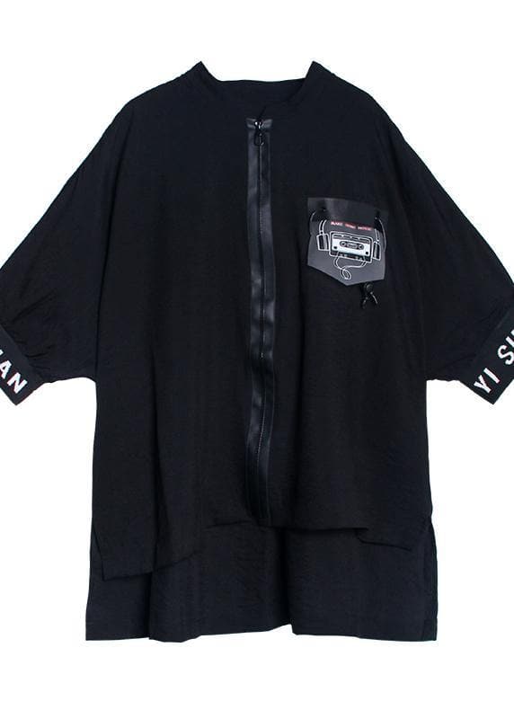 French black clothes For Women zippered Batwing Sleeve Dresses tops AT-LTP200812