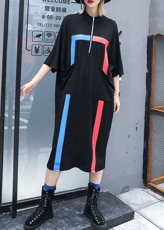 French black cotton clothes For Women zippered A Line summer Dresses AT-SDL190411