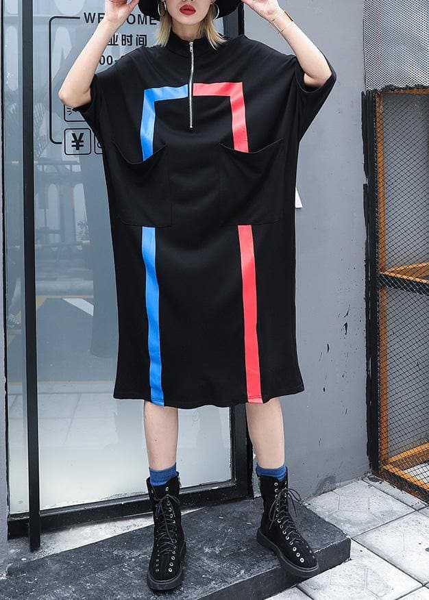 French black cotton clothes For Women zippered A Line summer Dresses AT-SDL190411